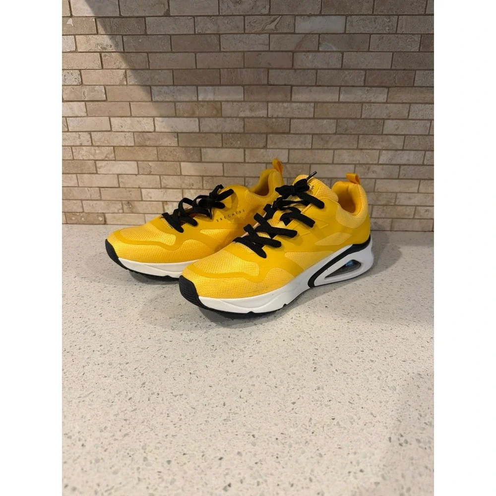Skechers Air Cushion Sneakers Yellow Black Athletic Running Shoes men's 10.5